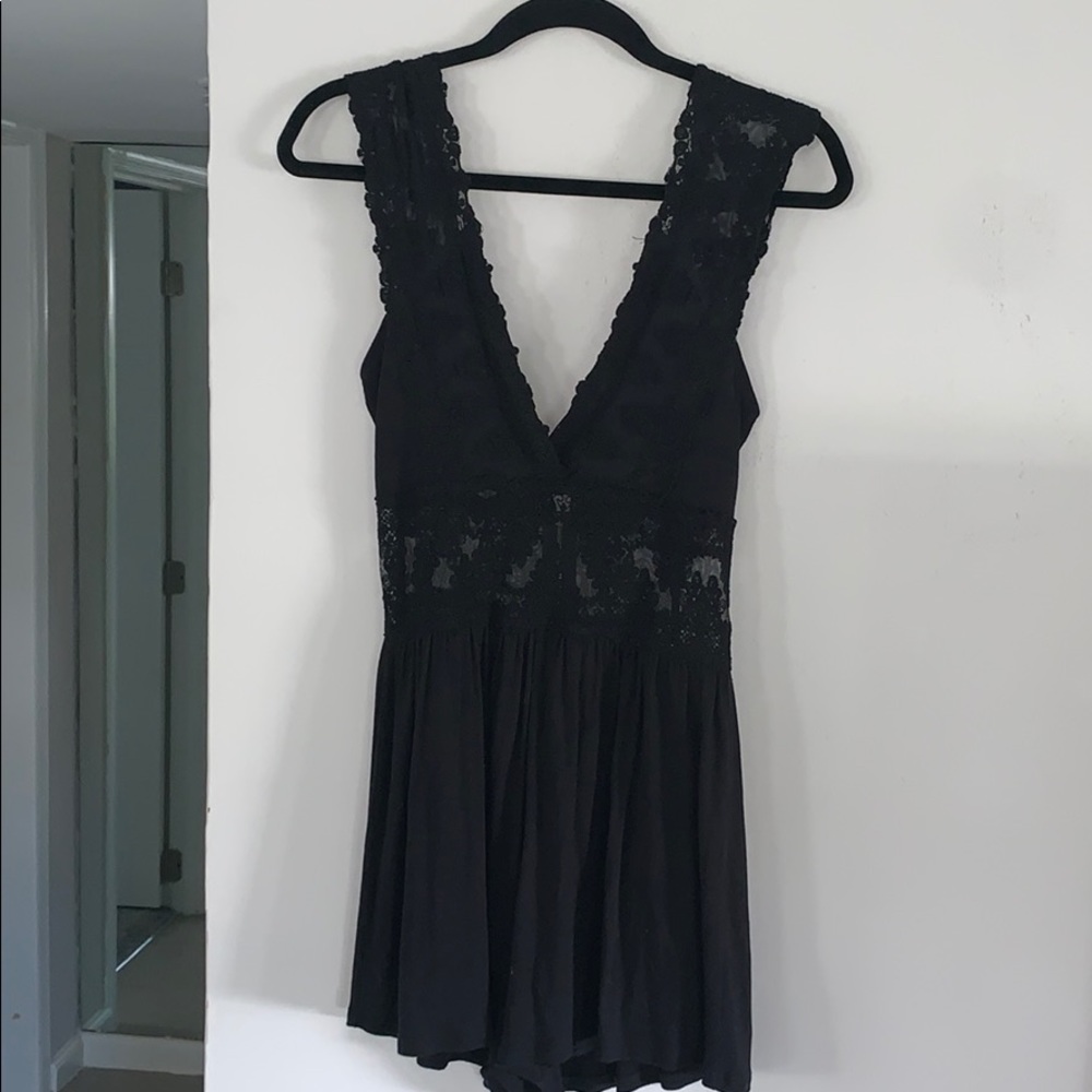 Lace detail v neck romper